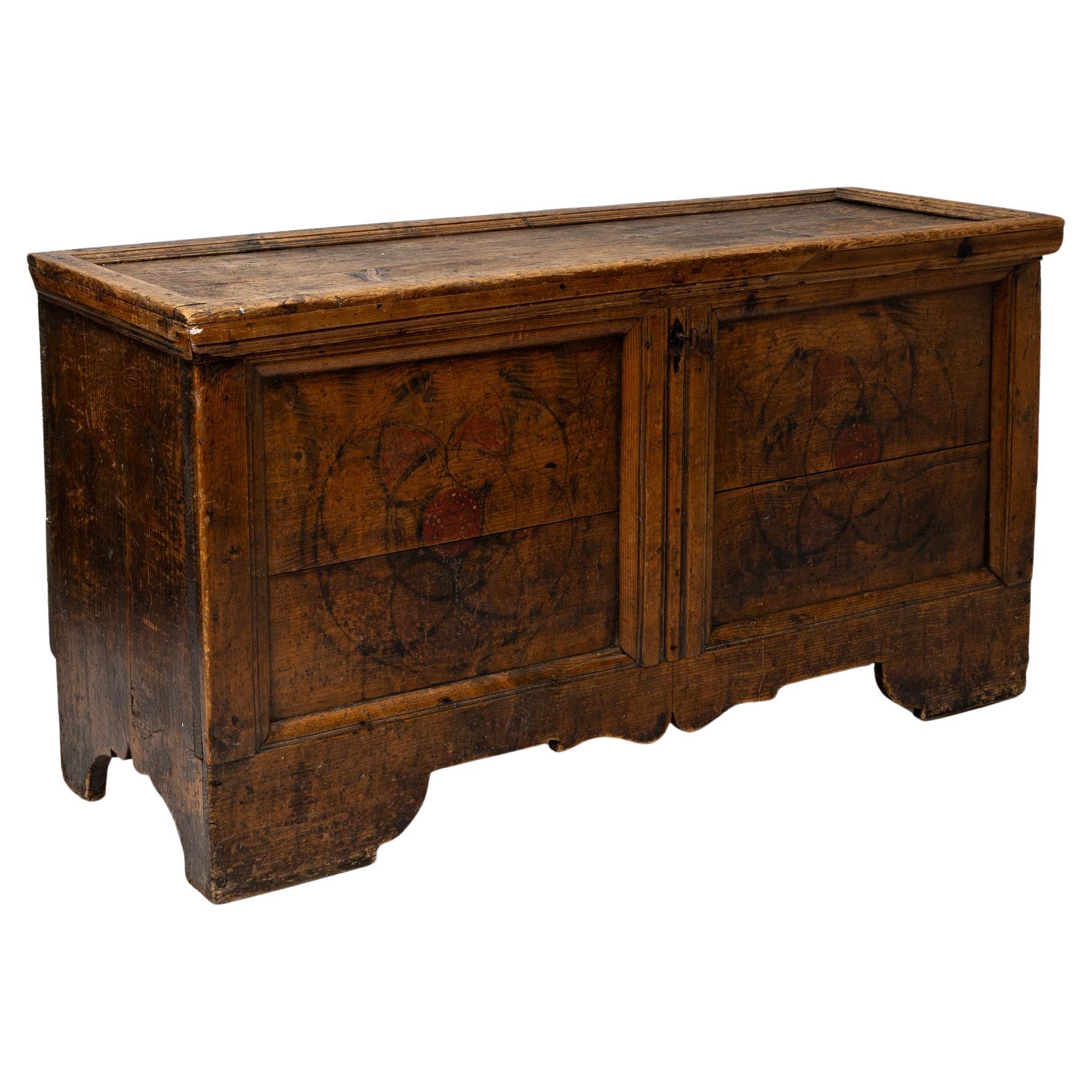 Baroque Painted Flat-Lid Chest, 18th Century For Sale
