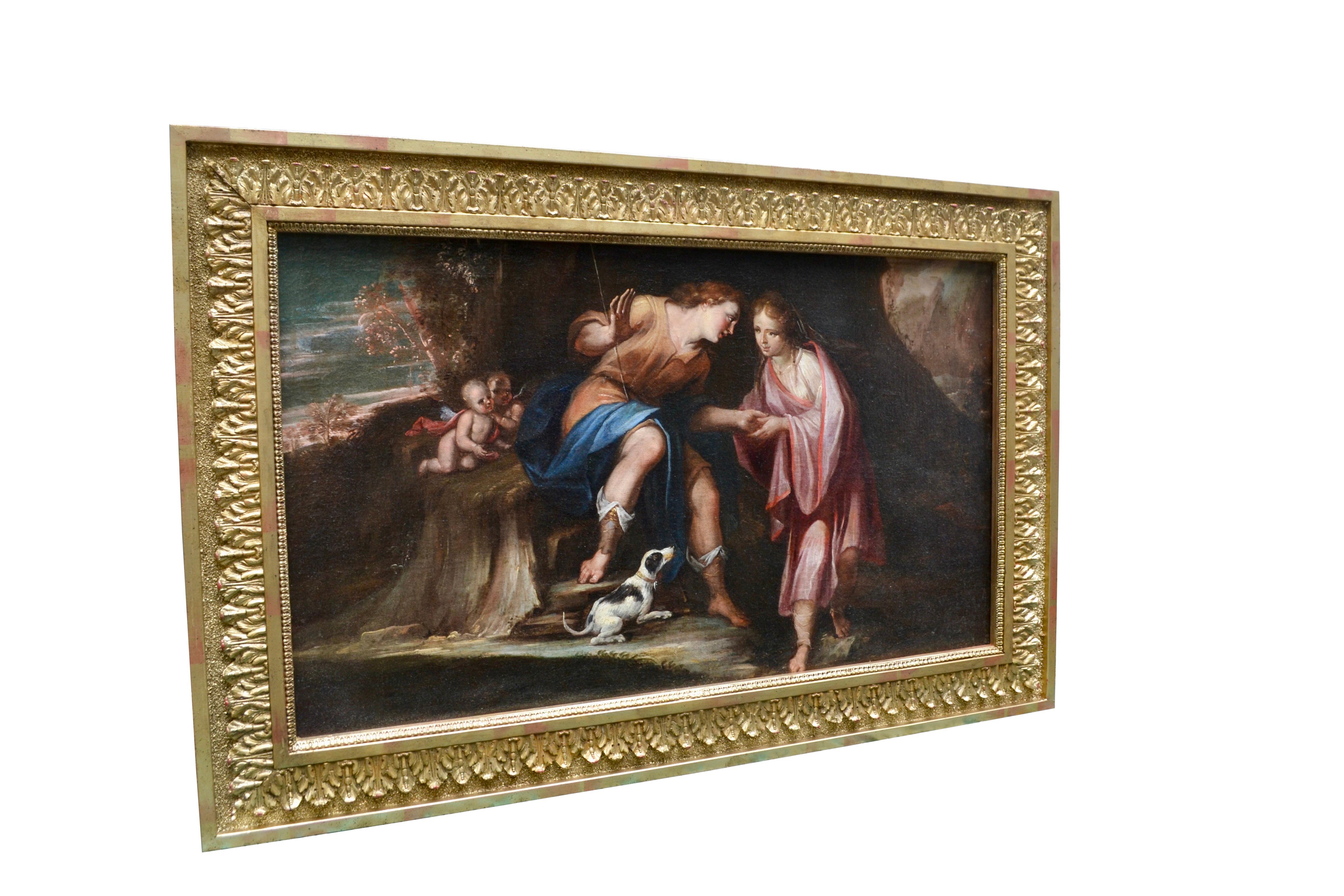 Une huile sur toile baroque exceptionnellement exécutée représentant les 