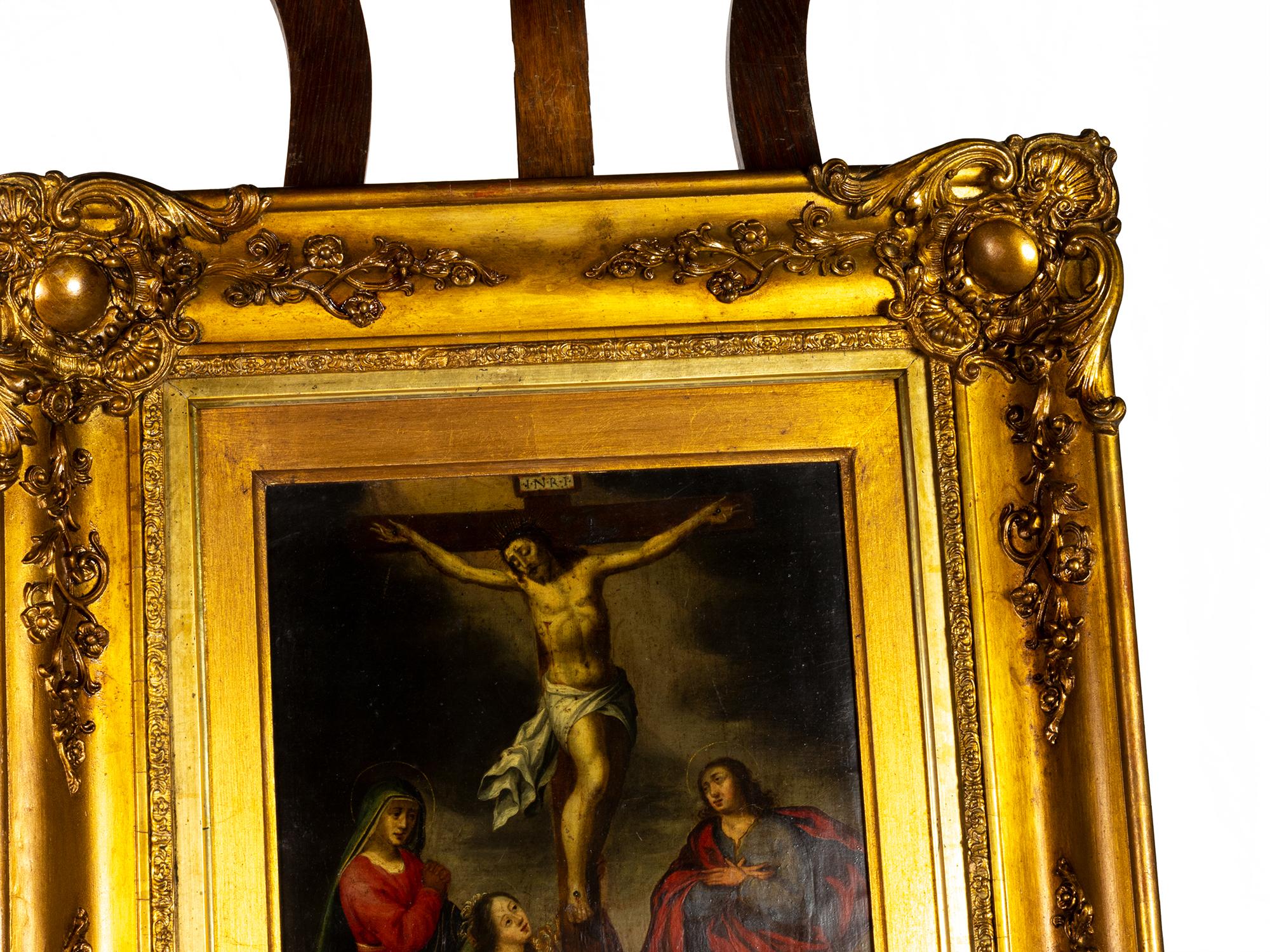 Barockes Gemälde der Kreuzigung Christi, 17. Jahrhundert – religiöse Kunst im Zustand „Gut“ im Angebot in Lisbon, PT