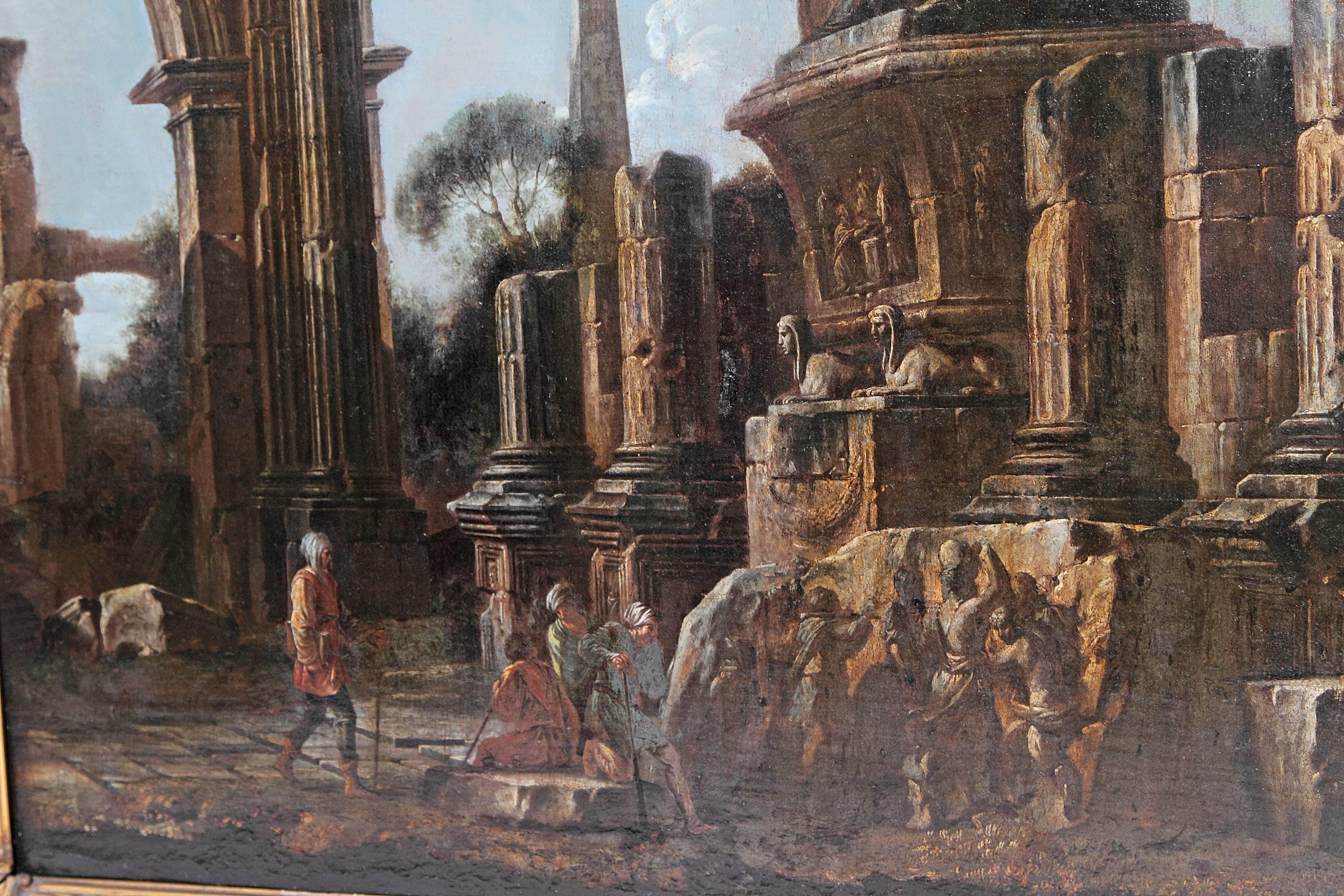 Baroque Painting or Classical Ruins Attributed to Giovanni Ghisolfi 3