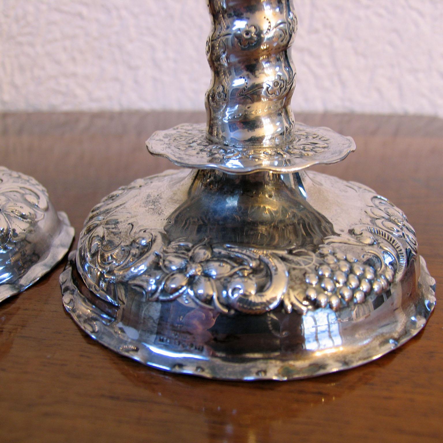 Baroque Pair of Silver Candlesticks TESI Sweden, 1949 3