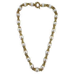 Baroque Pearl 18 Karat Yellow Gold Link Necklace
