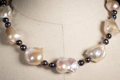 Baroque Pearl, 22K Gold and Black Tahitian Pearl Beaded Necklace