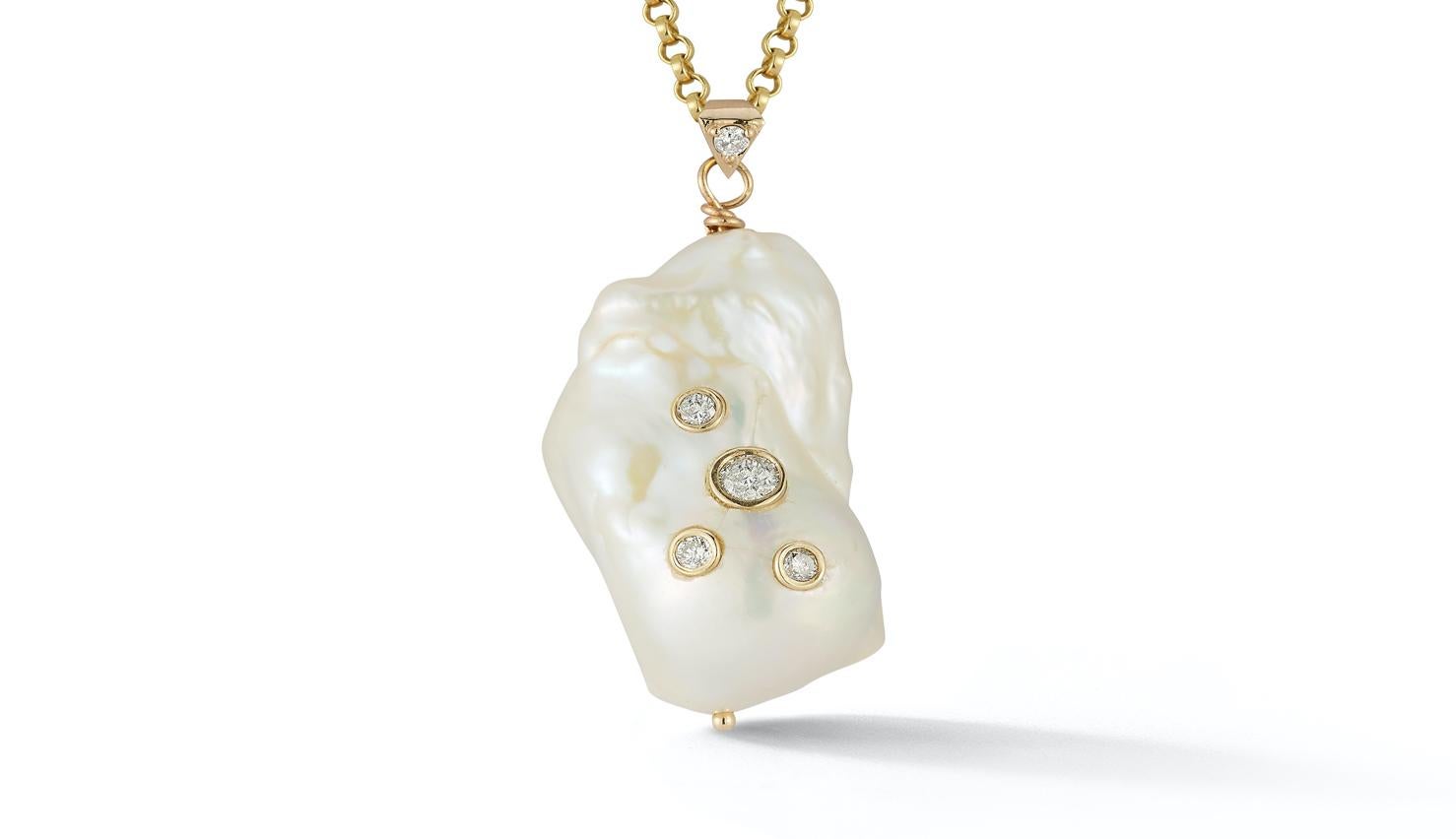 Taille ronde Perle baroque pendentif 32