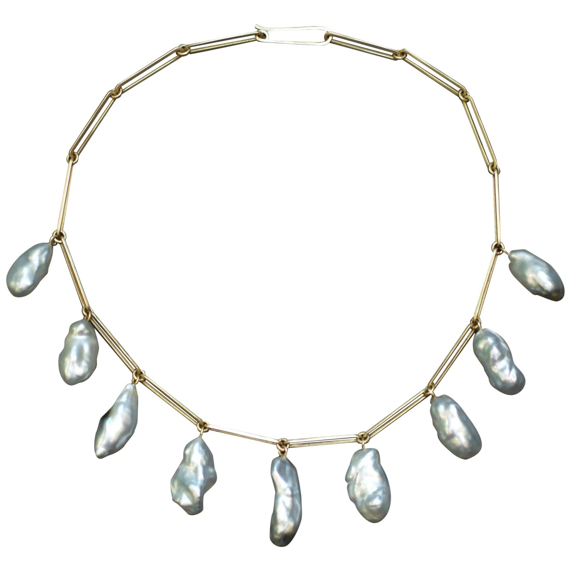Baroque Pearl and 18 Karat Gold Necklace
