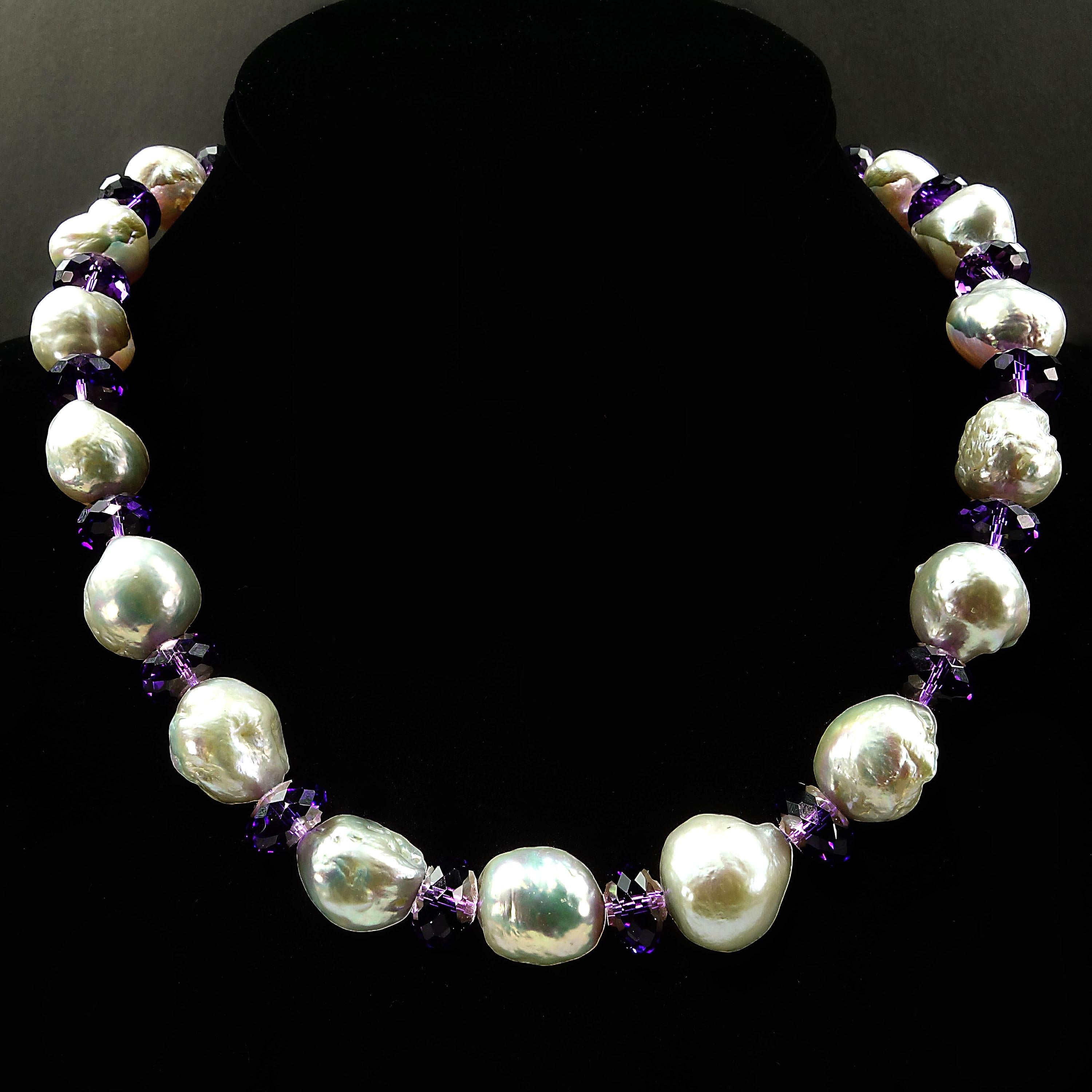 Gemjunky Baroque Pearl and Amethyst Necklace June Birthstone In New Condition In Raleigh, NC
