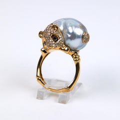 Baroque Pearl and Diamond Cocktail Ring