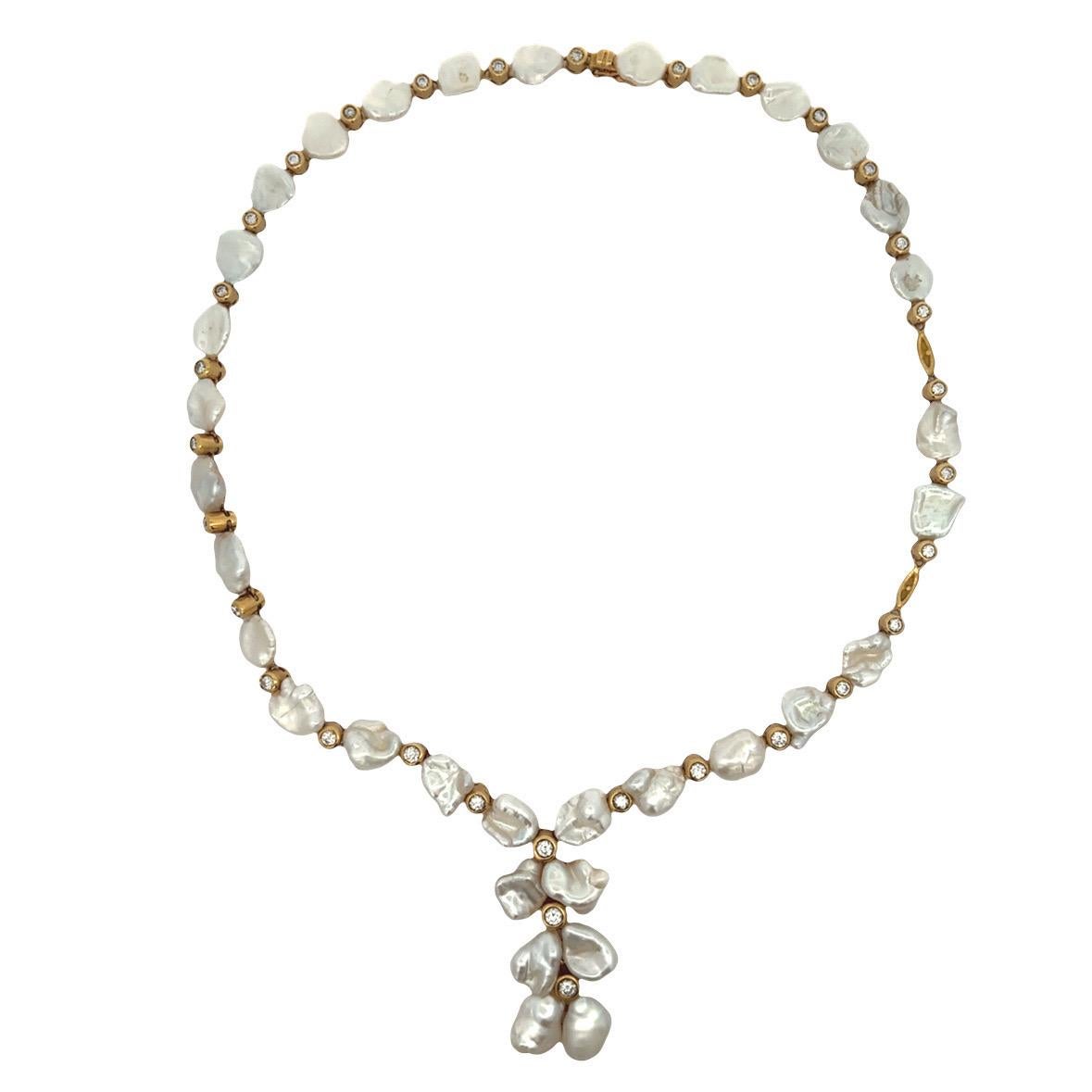 Collier baroque en perles et diamants