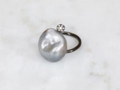 Baroque Pearl and Diamond Ring