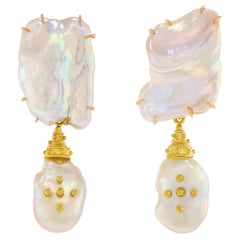 Baroque Pearl and Gold Convertible Earrings
