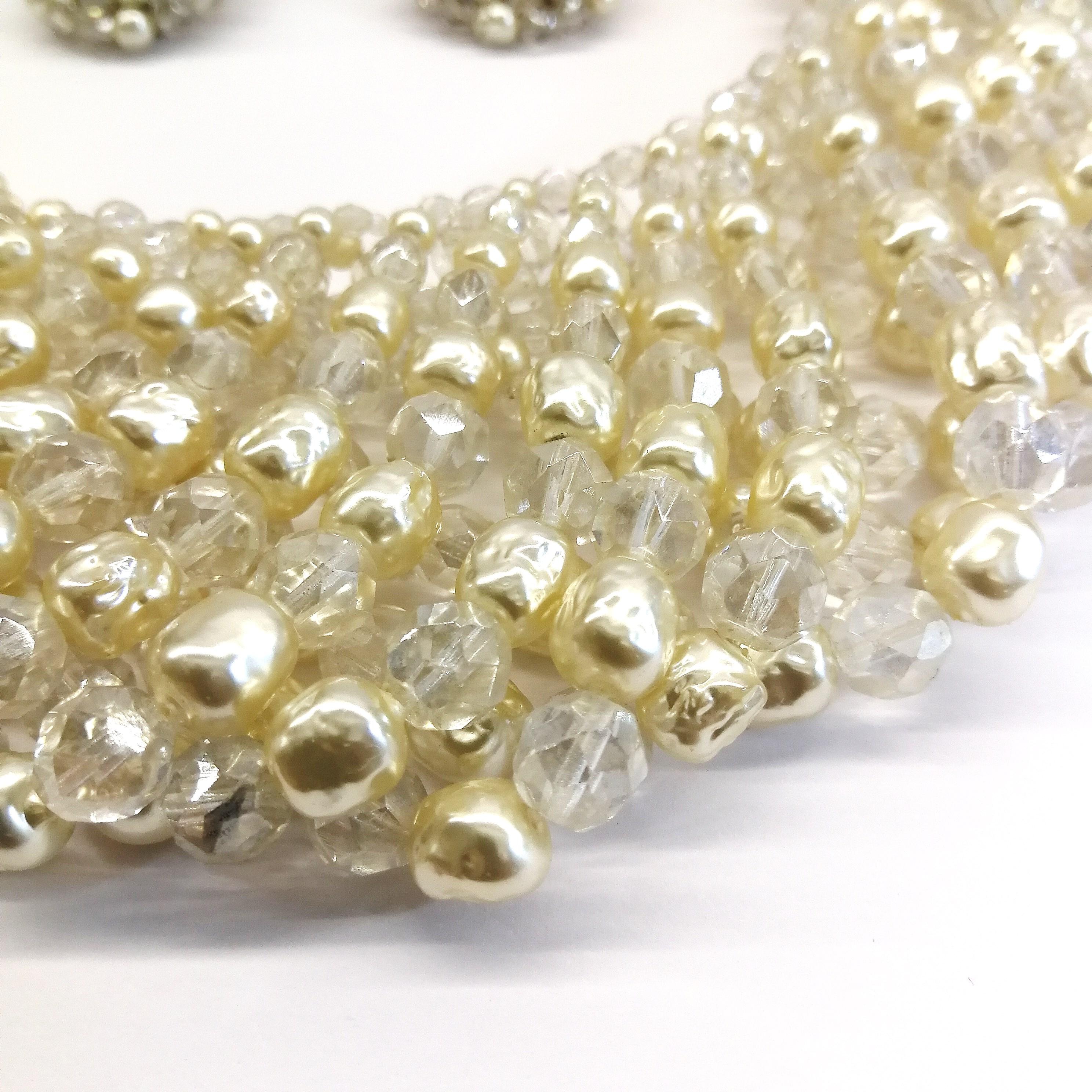 Baroque pearl and half crystal bead necklace and earrings, Coppola e Toppo, 1969 In Good Condition In Greyabbey, County Down