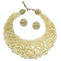 Baroque pearl and half crystal bead necklace and earrings, Coppola e Toppo, 1969