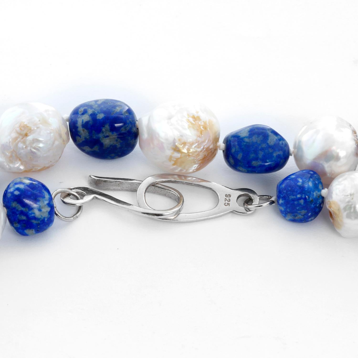 Baroque Pearl and Lapis Lazuli Necklace 1