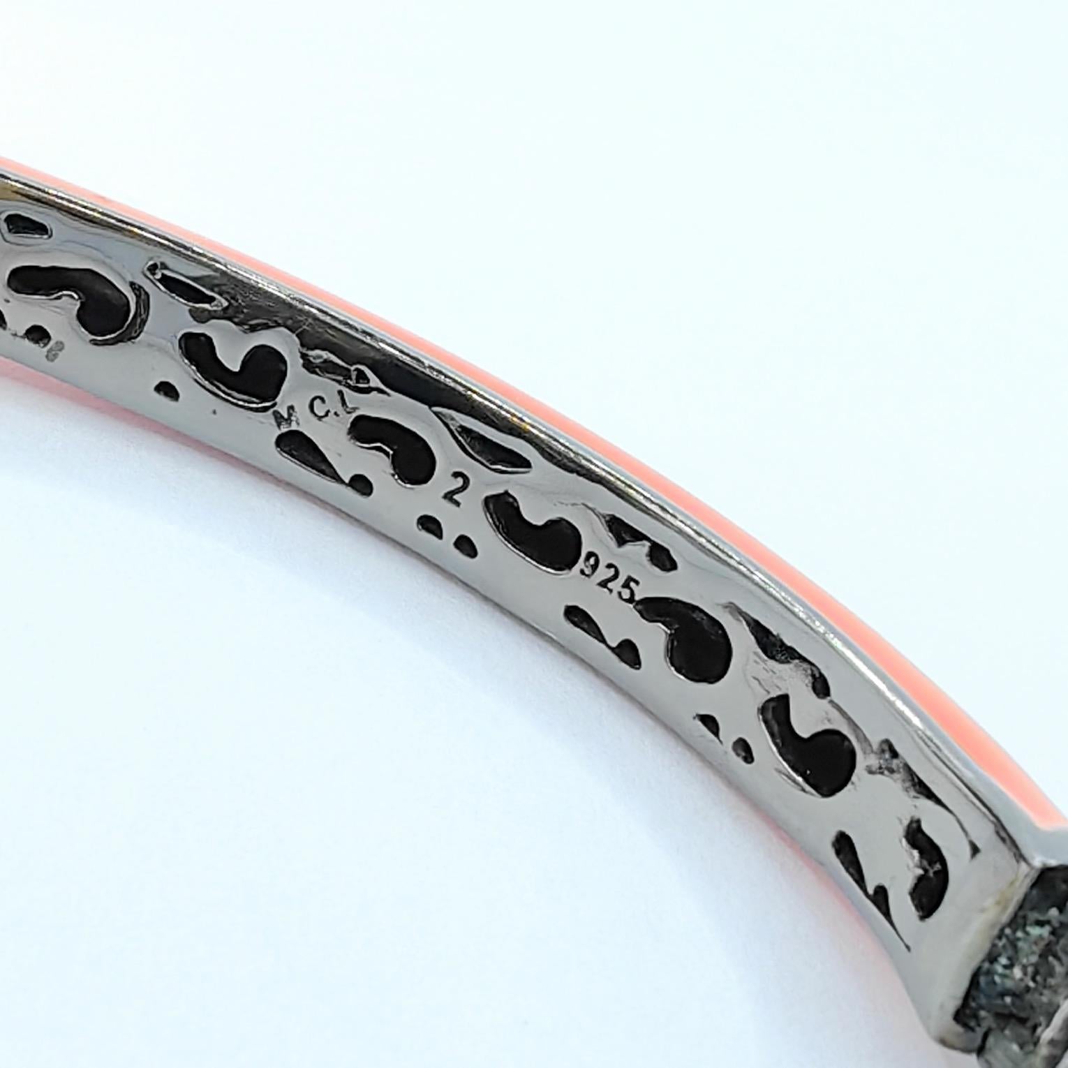 Baroque Pearl and Sapphire Butterfly Orange Cuff Bracelet in Sterling Silver 1