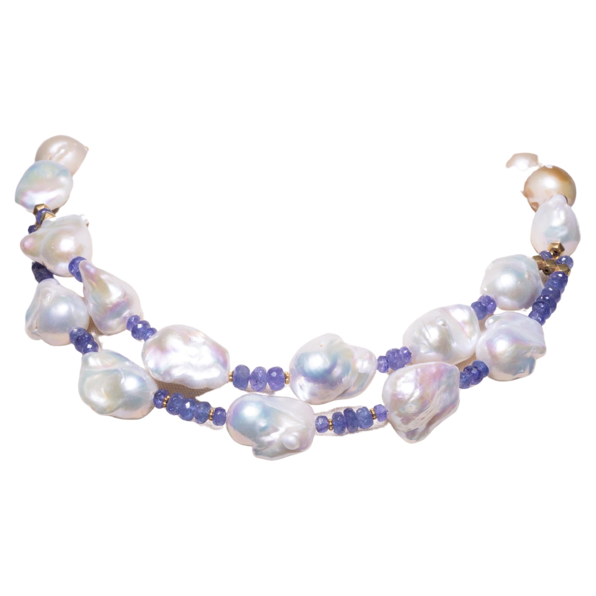 Baroque Pearl and Tanzanite Necklace by Deborah Lockhart Phillips