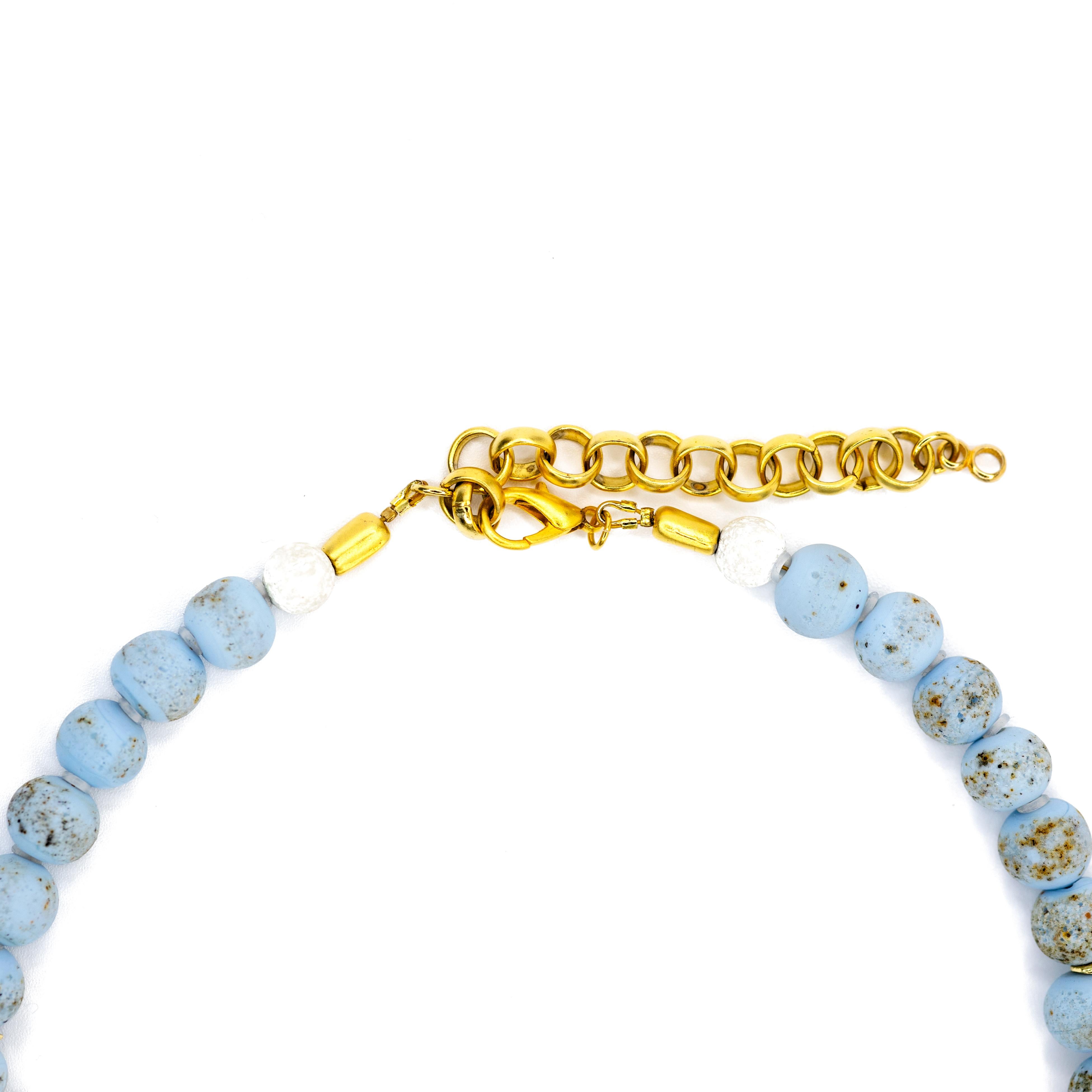 Baroque Pearl & Blue Ceramic Bead Necklace - by Bombyx House For Sale 5
