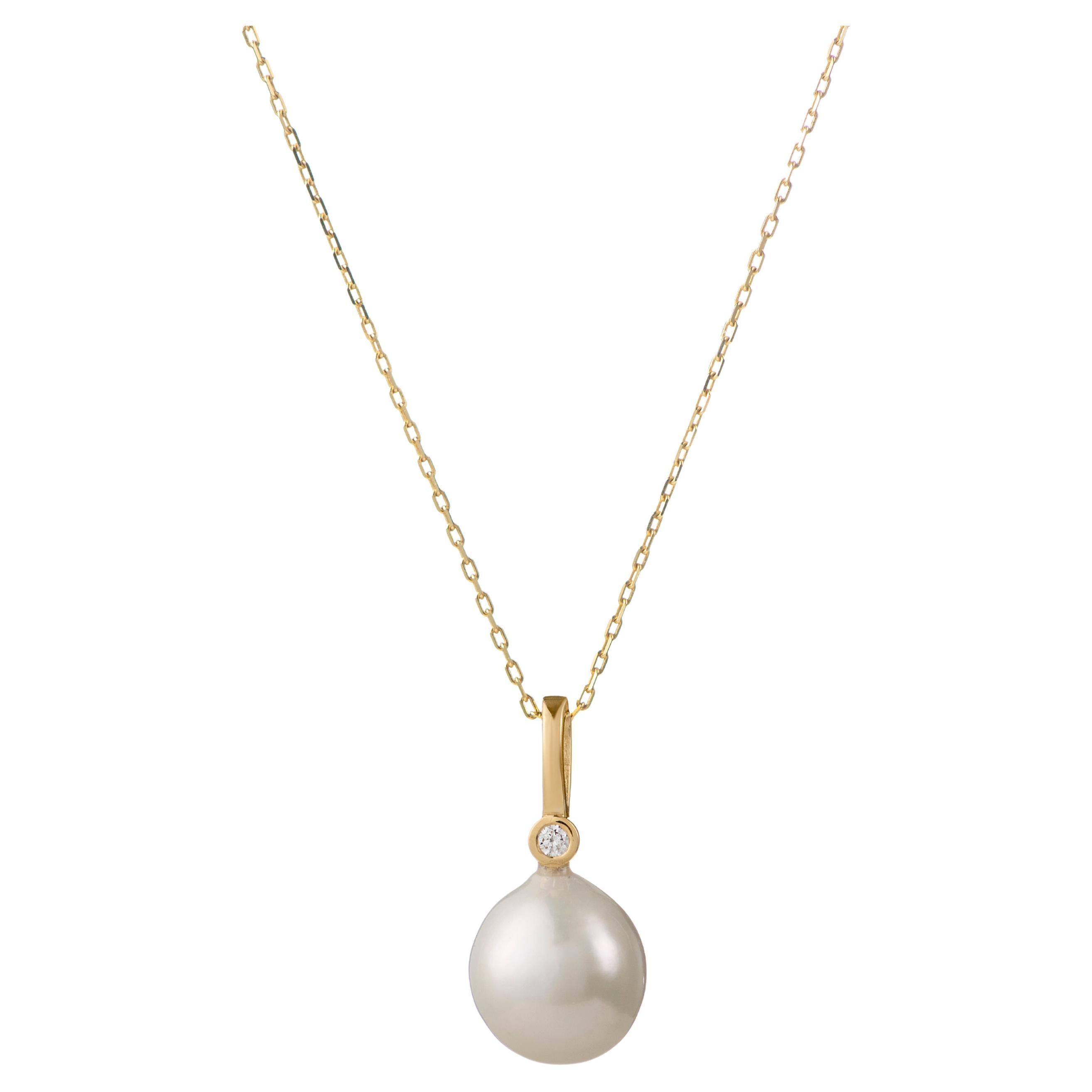 Baroque Pearl Charm Necklace with diamond, 18K Gold