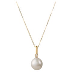 Collar de perlas barrocas con diamante, oro de 18 quilates