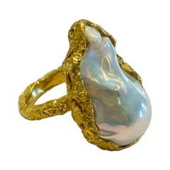 Baroque Pearl Cocktail Ring in 22k Gold