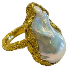 Baroque Pearl Cocktail Ring in 22k Gold
