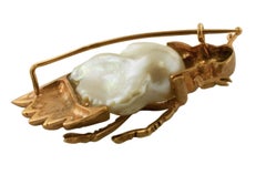 Baroque Pearl, Diamonds, 9 Karat Rose Gold Locust-Shaped Brooch