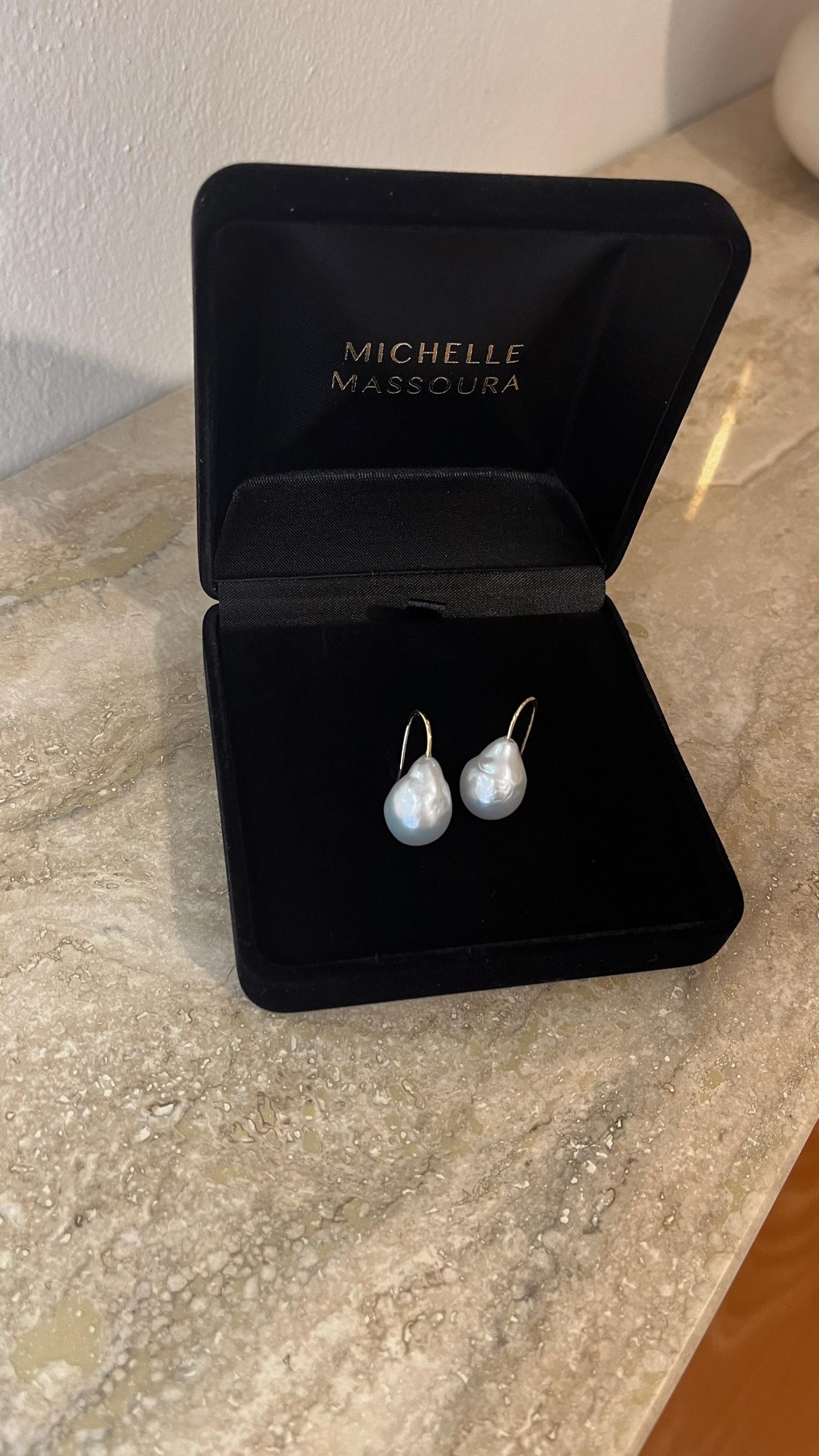 Contemporary Baroque Pearl Drop Earrings For Sale