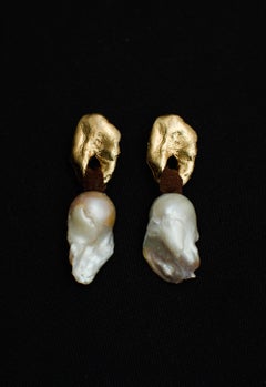 Barocker Perlen-Ohrring mit Leder
