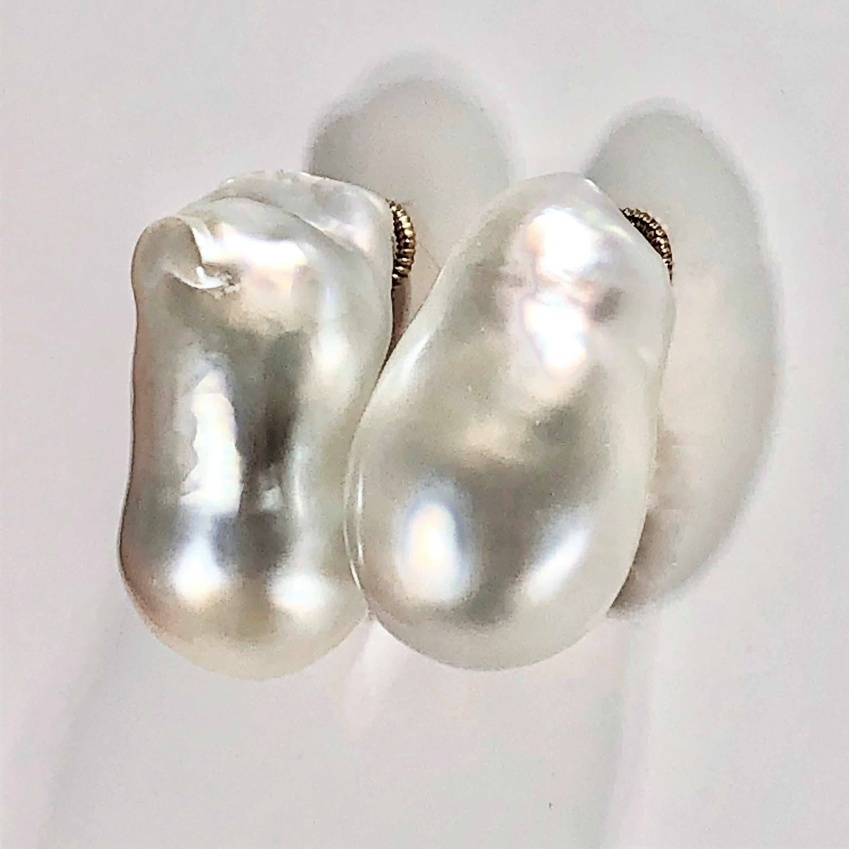 Uncut Baroque Pearl Earrings