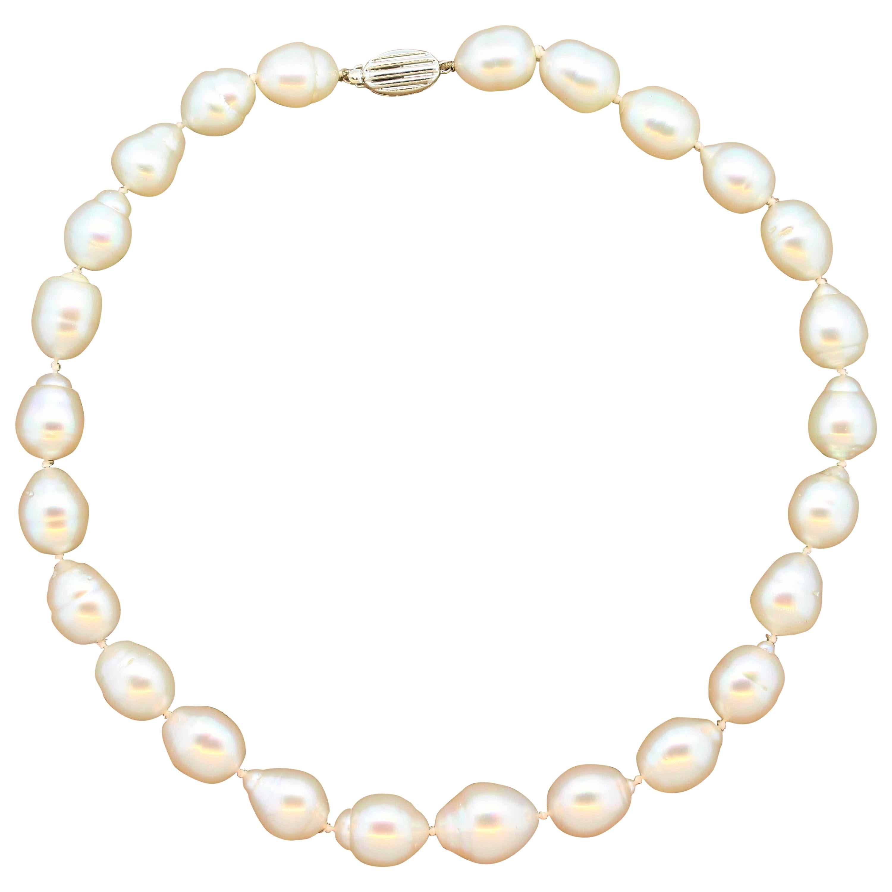 Baroque Pearl Gold Necklace For Sale