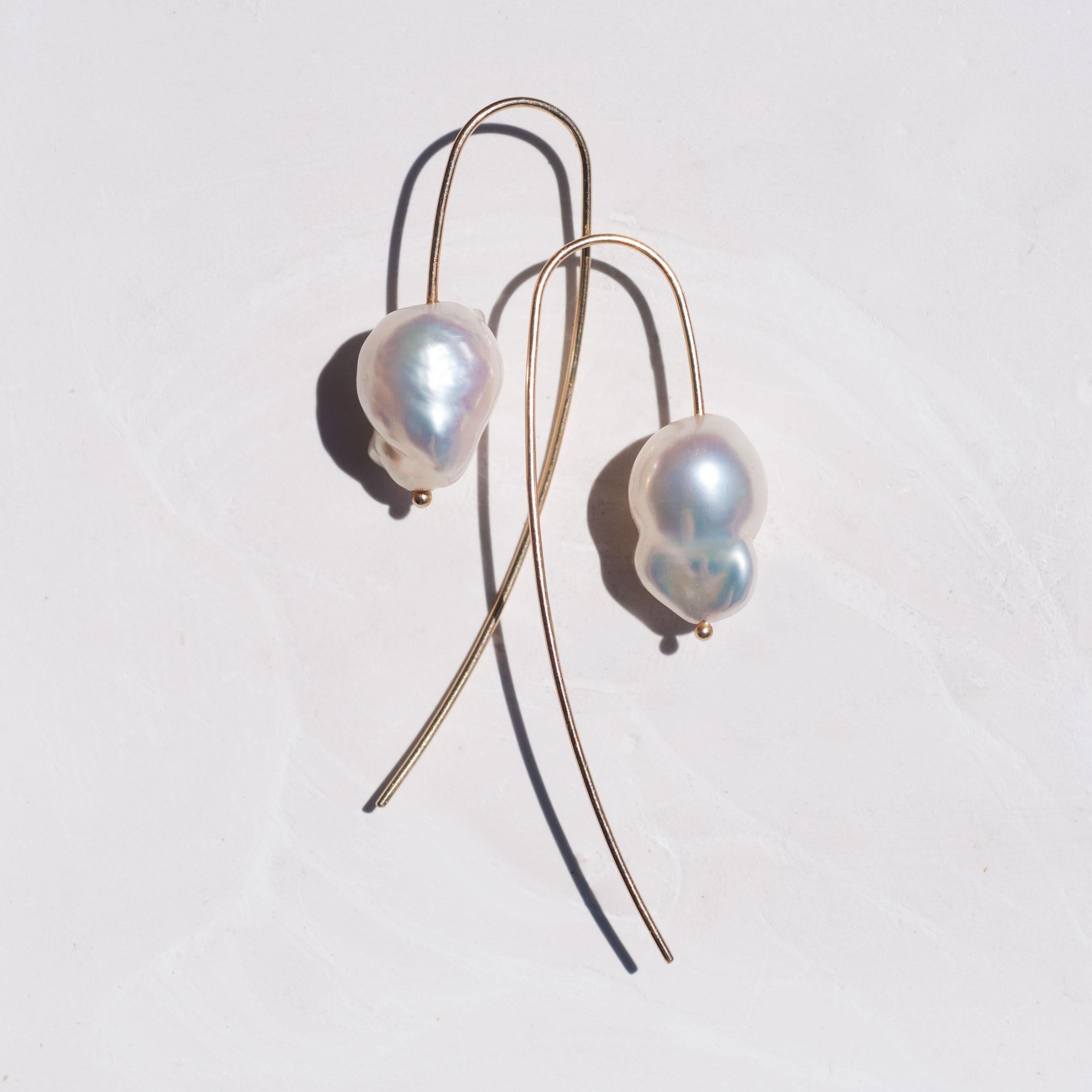 Women's Baroque Pearl Gold Threader Earrings