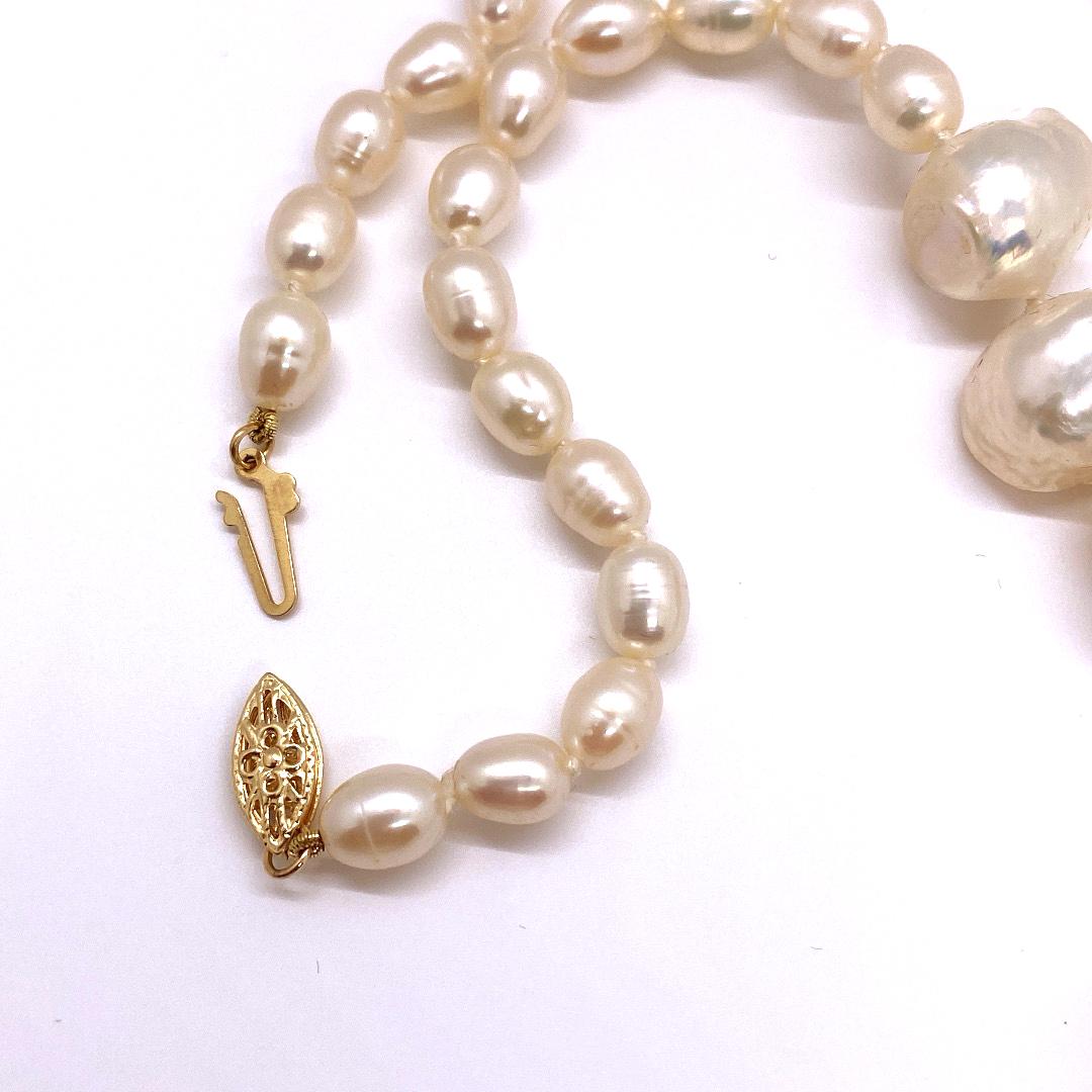 Baroque Pearl Necklace In Excellent Condition For Sale In New York, NY