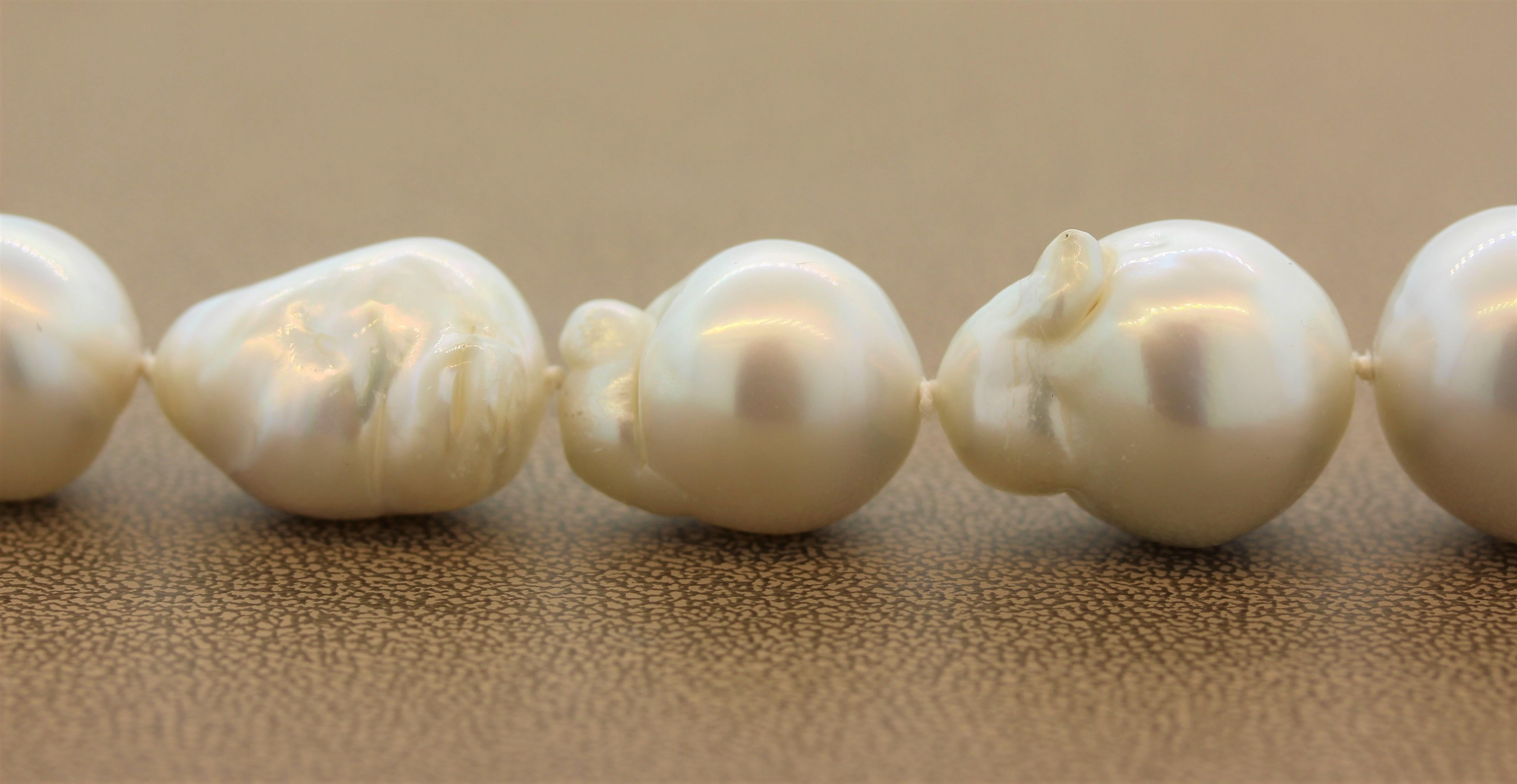 Cultured Baroque Pearl Necklace For Sale 2