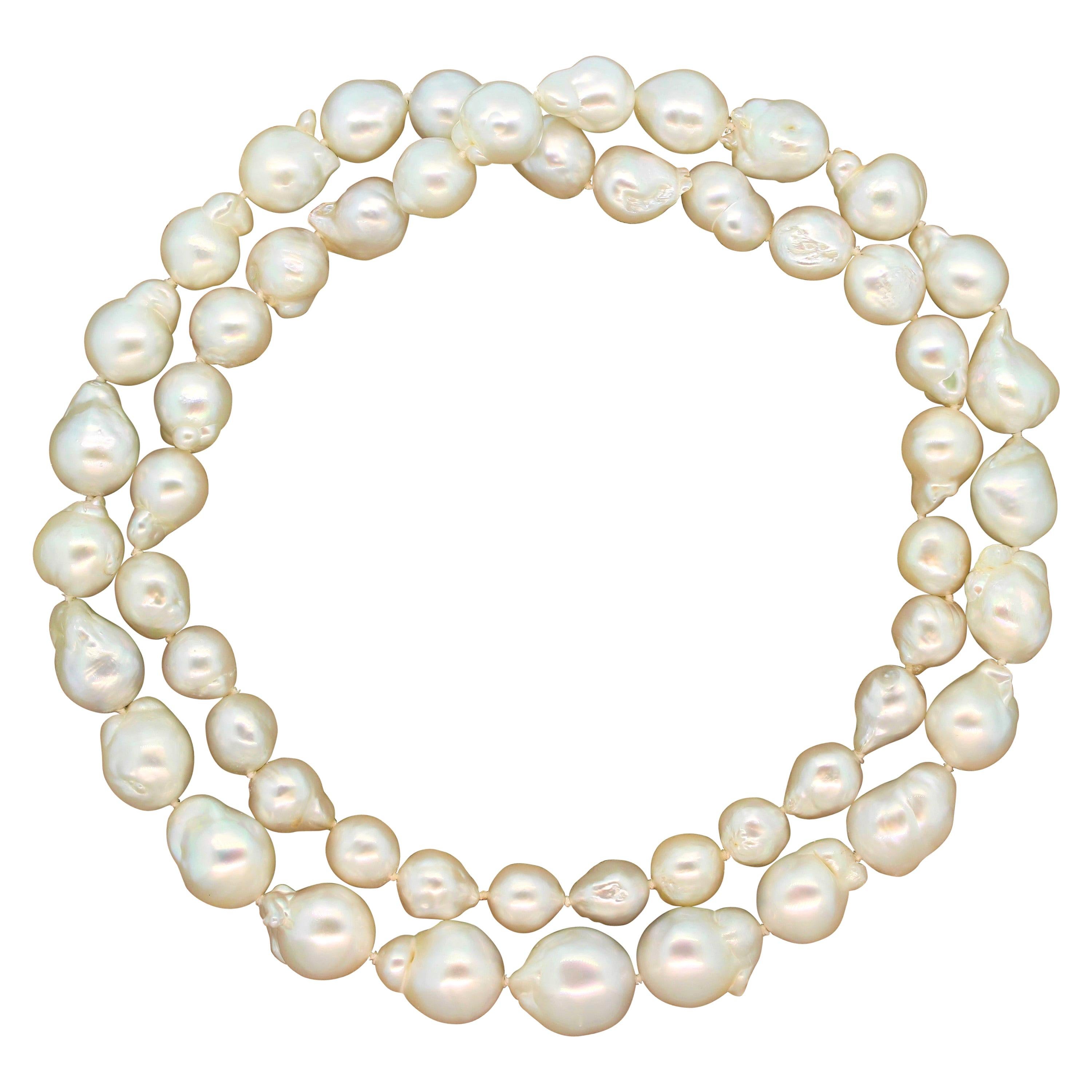 Cultured Baroque Pearl Necklace For Sale