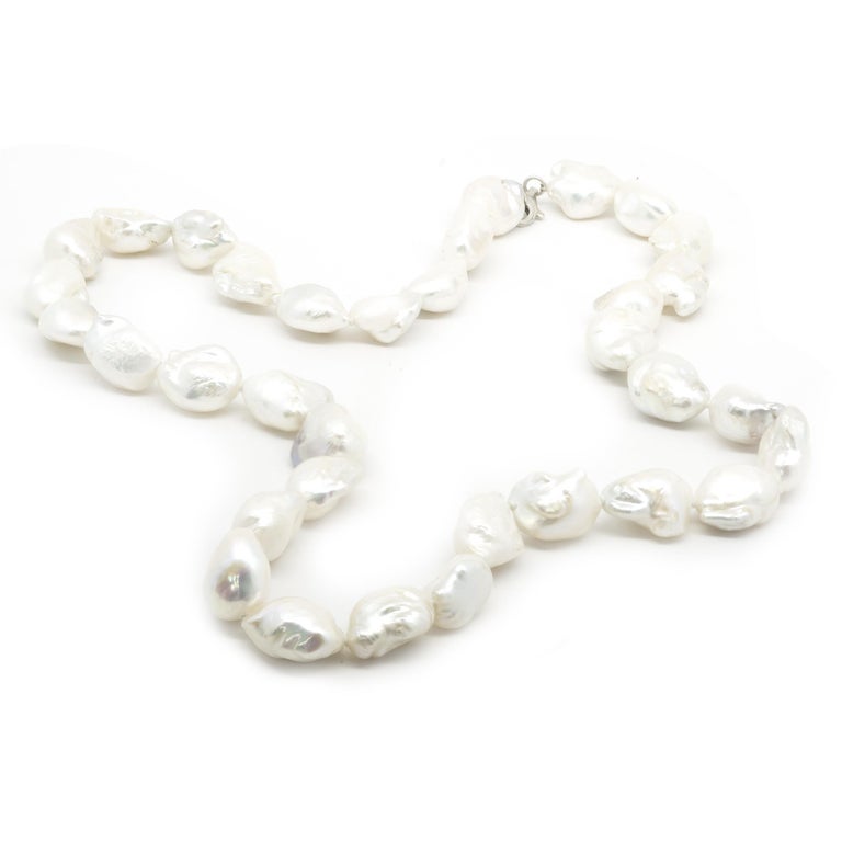 Baroque Pearl Necklace with Sterling Silver Clasp at 1stDibs