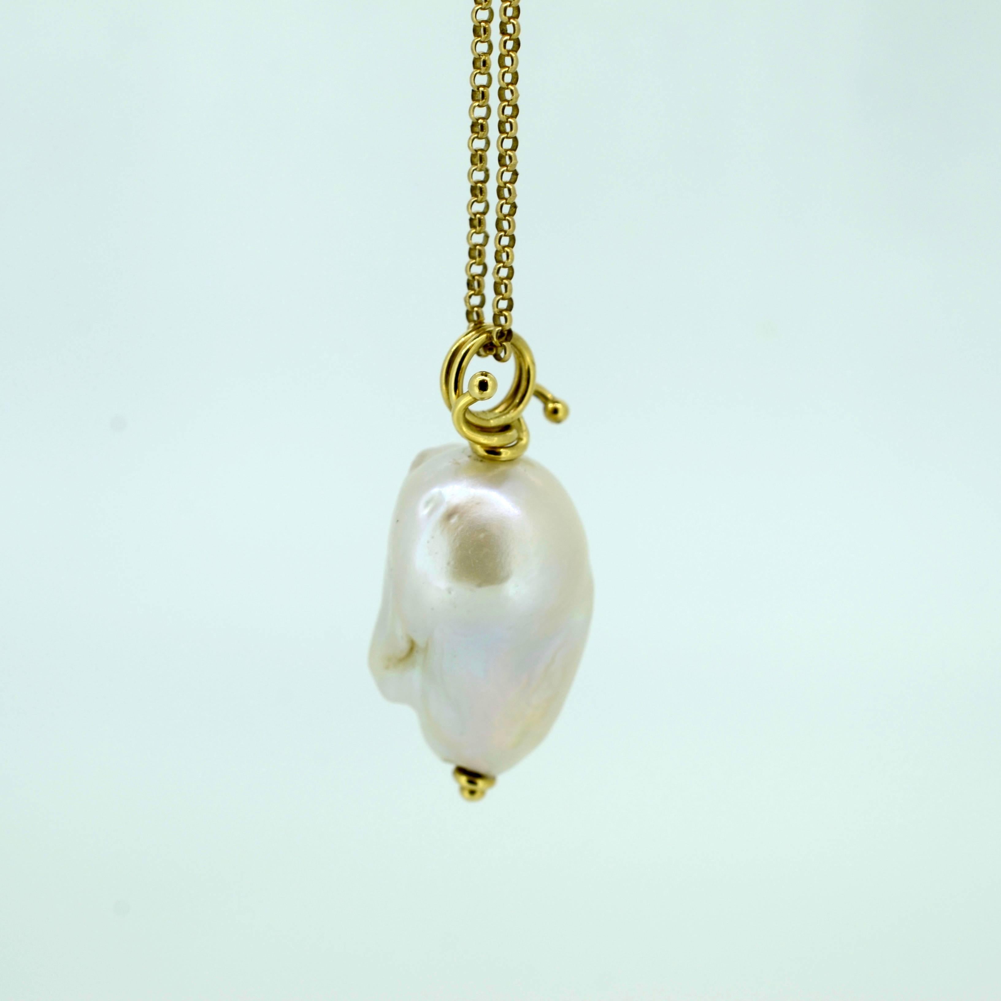 Artisan Baroque Pearl Pendant For Sale