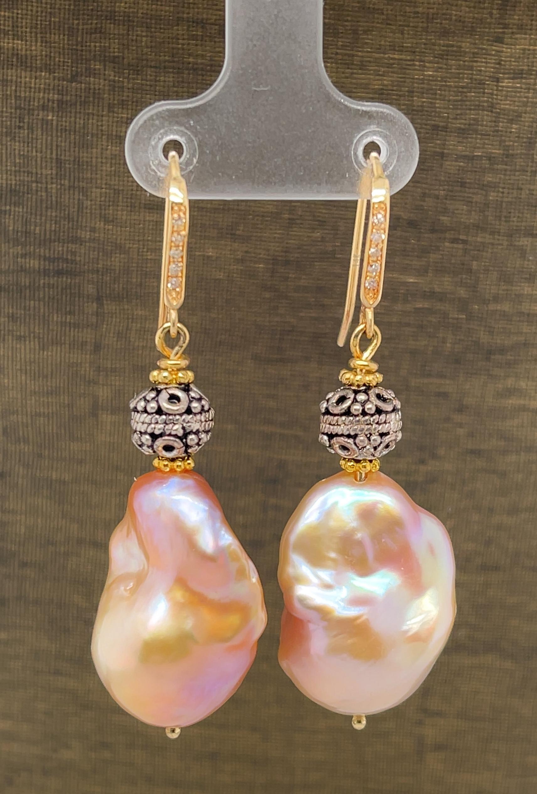 baroque pearl drops with gold wire