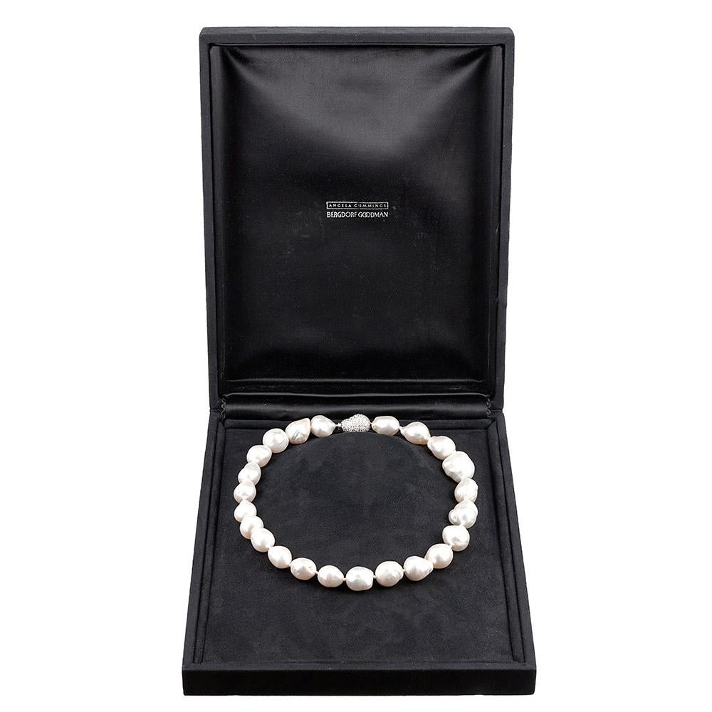 Women's Baroque Pearl Strand with Diamond Clasp, Signed Angela Cummings