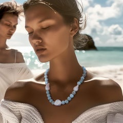 Halskette „Baroque Pearl Trio“ mit arktisch-blauen Perlen, Unikat