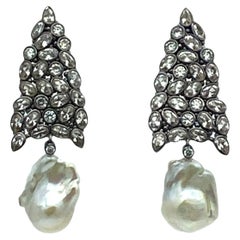 Baroque Pearl with CZ Drop Earrings
