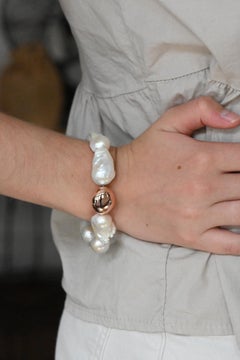 Baroque Pearls and 18 Carat Rose Gold Bead Bracelet