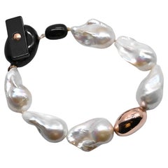 Baroque Pearls and 18 Carat Rose Gold Bead Bracelet