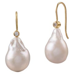 Baroque Pearls and Diamonds Earrings, by Michelle Massoura
