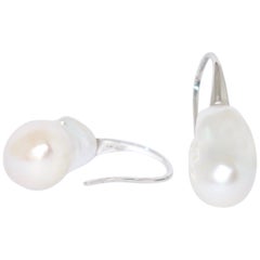 Baroque Pearls and White Gold Drop Earrings