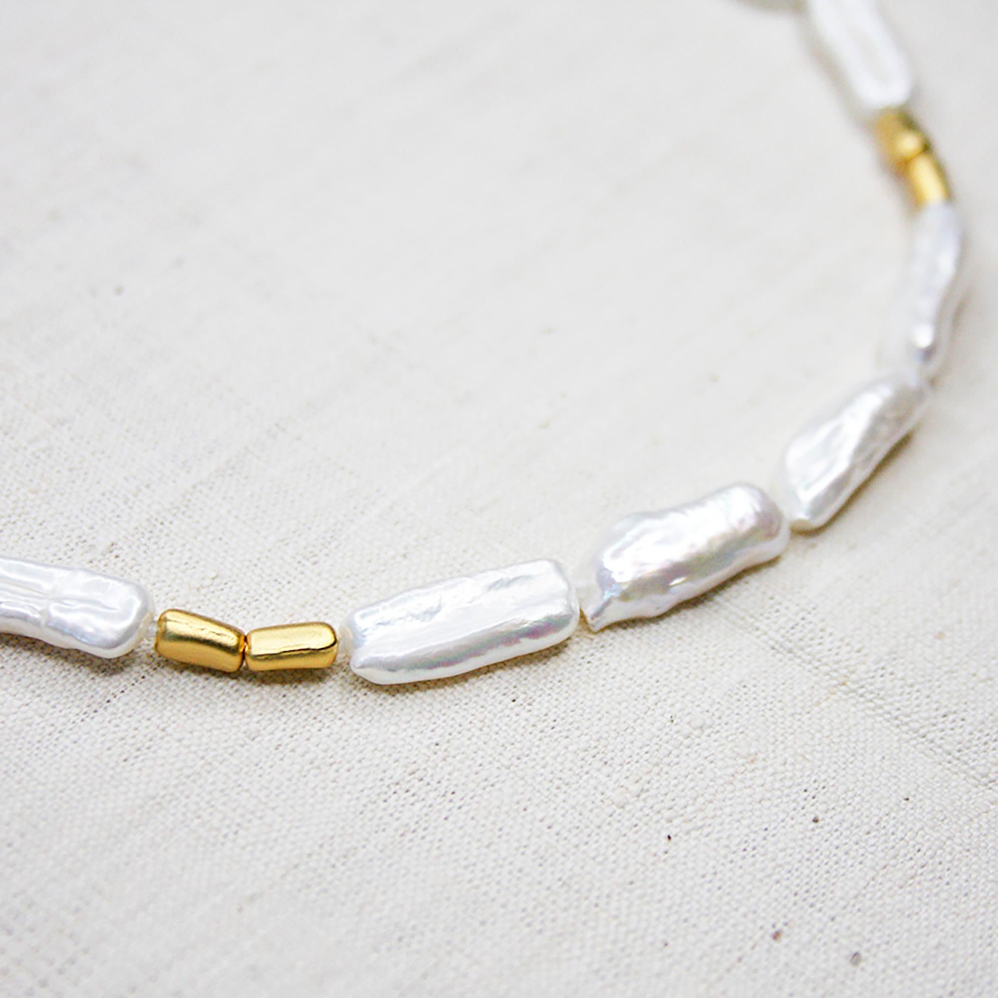 Baroque Pearls Gold Bead Necklace - by Bombyx House For Sale 2