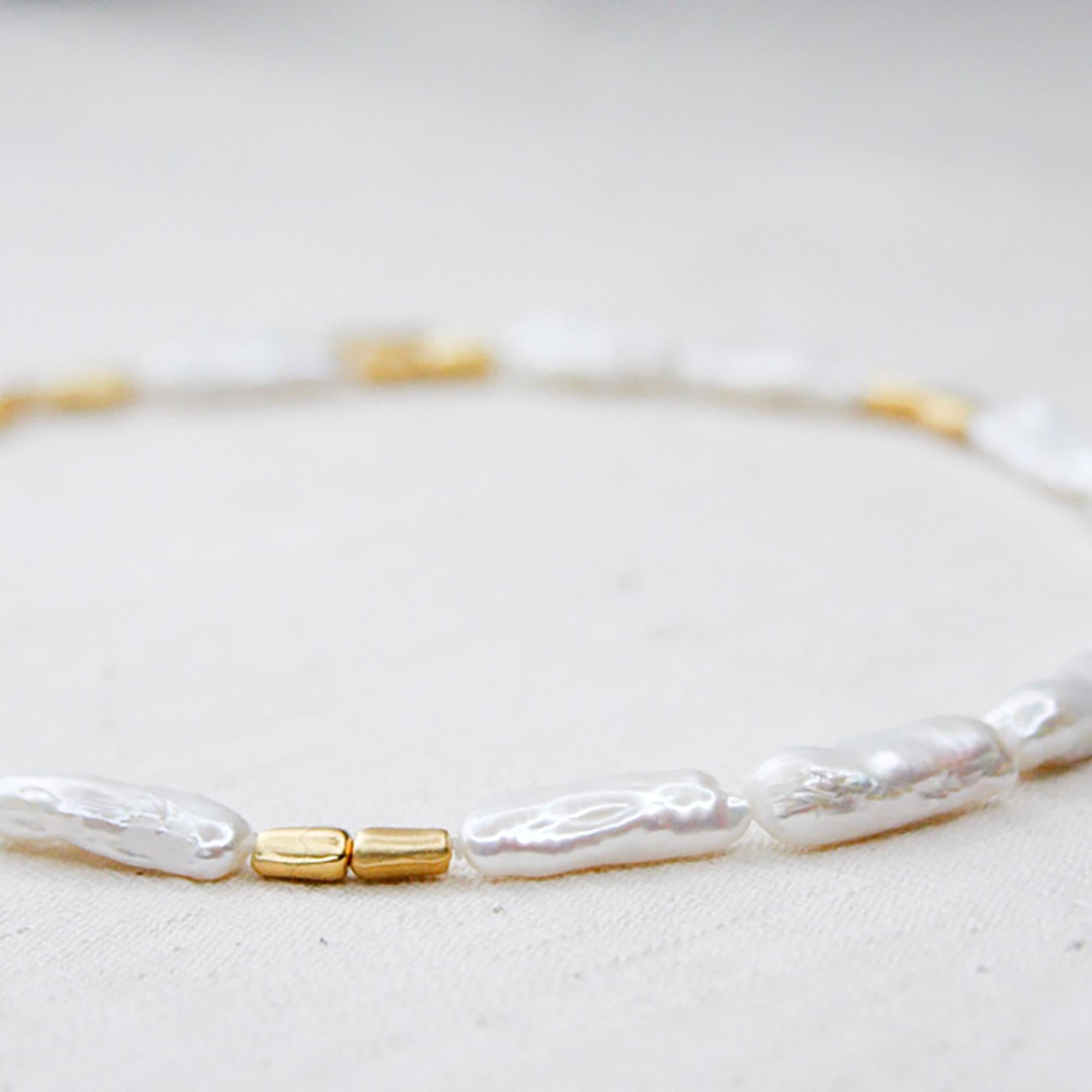 Baroque Pearls Gold Bead Necklace - by Bombyx House For Sale 3