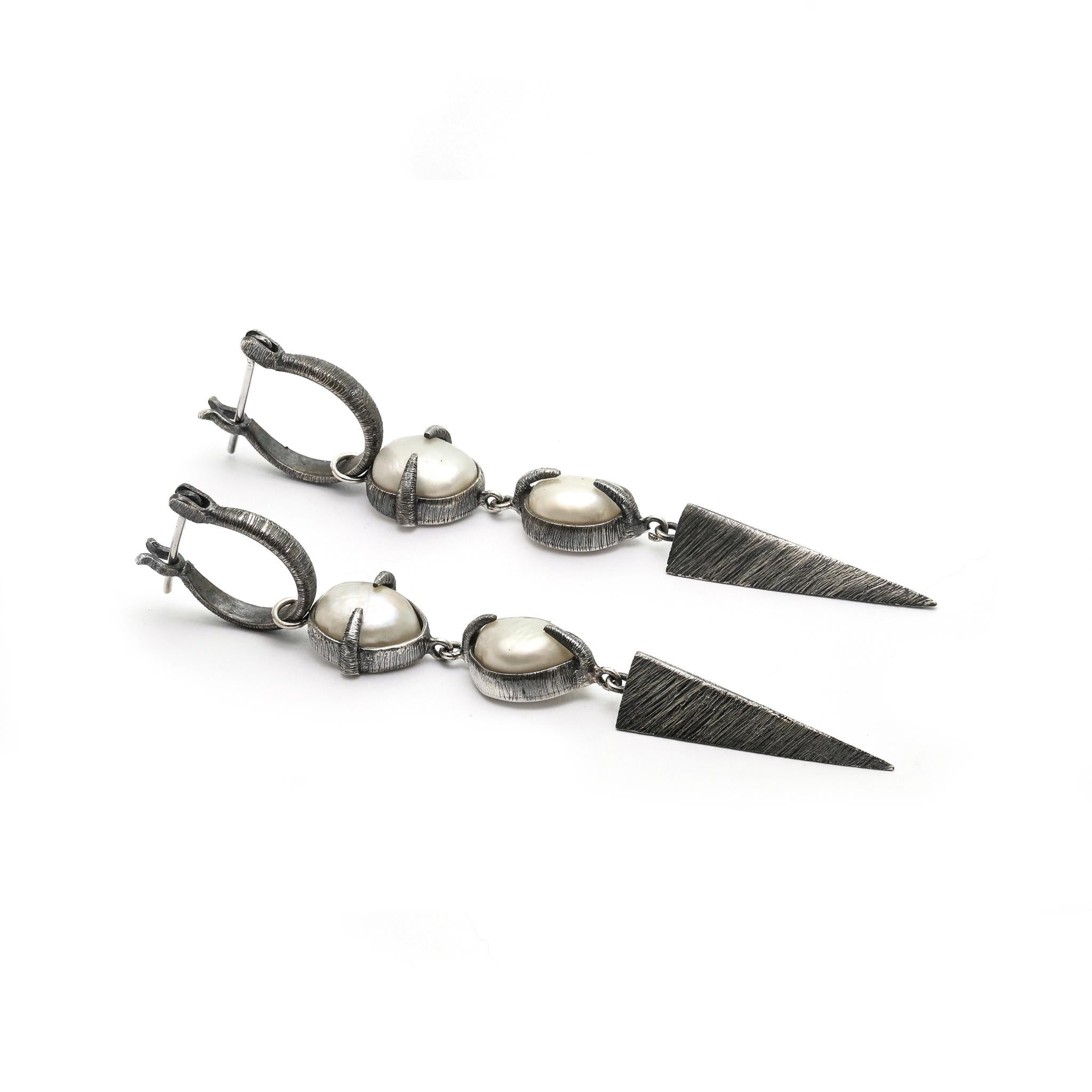 Balinese Baroque Pearls & Sterling Silver Earrings