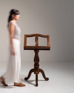 Baroque Pedestal Table, Dark Walnut Wood, French Design, 20th Century