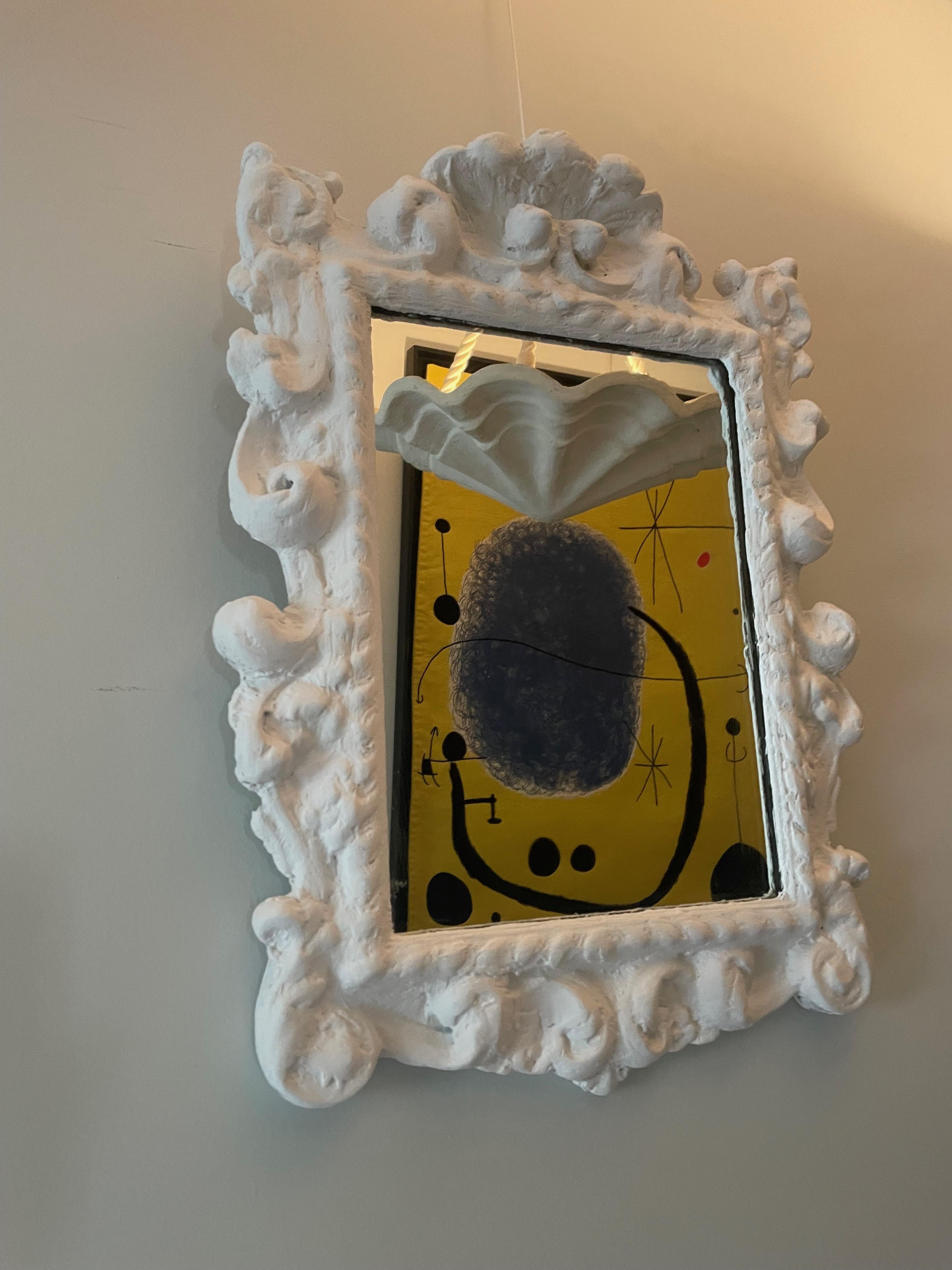 Baroque Plaster Mirror In the style of Serge Roche- France 1950. Bon état - En vente à Brussels, BE