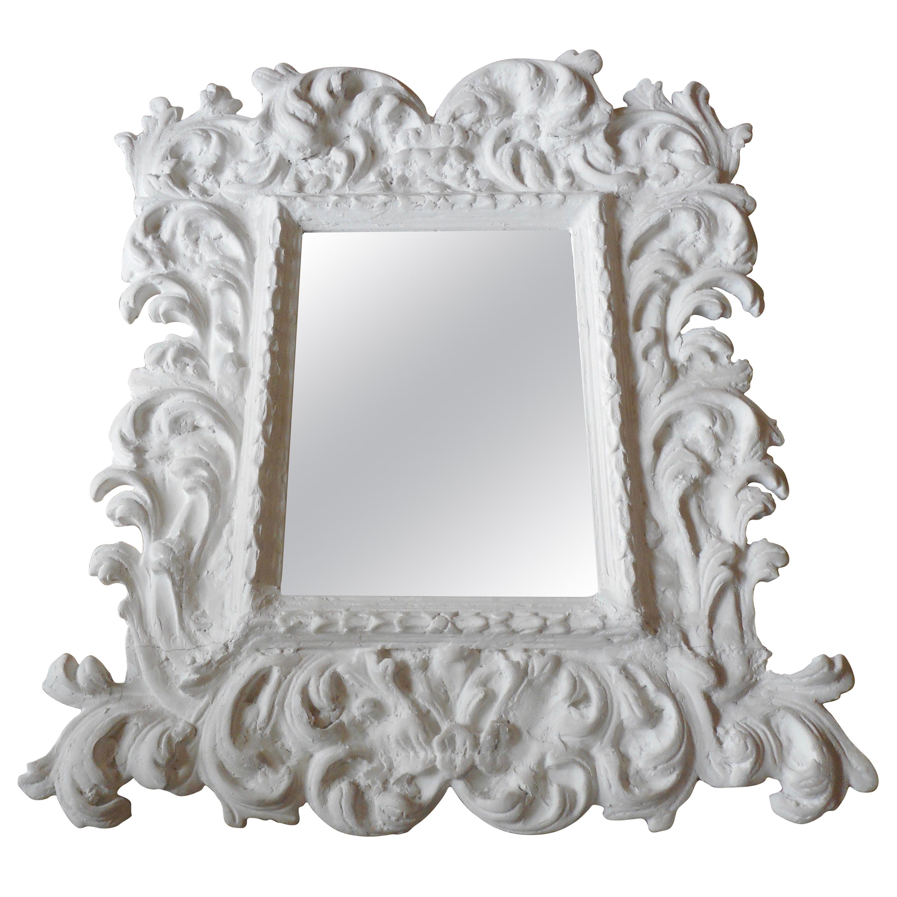 Baroque Plaster Mirror in the Style of Serge Roche, France, 1950