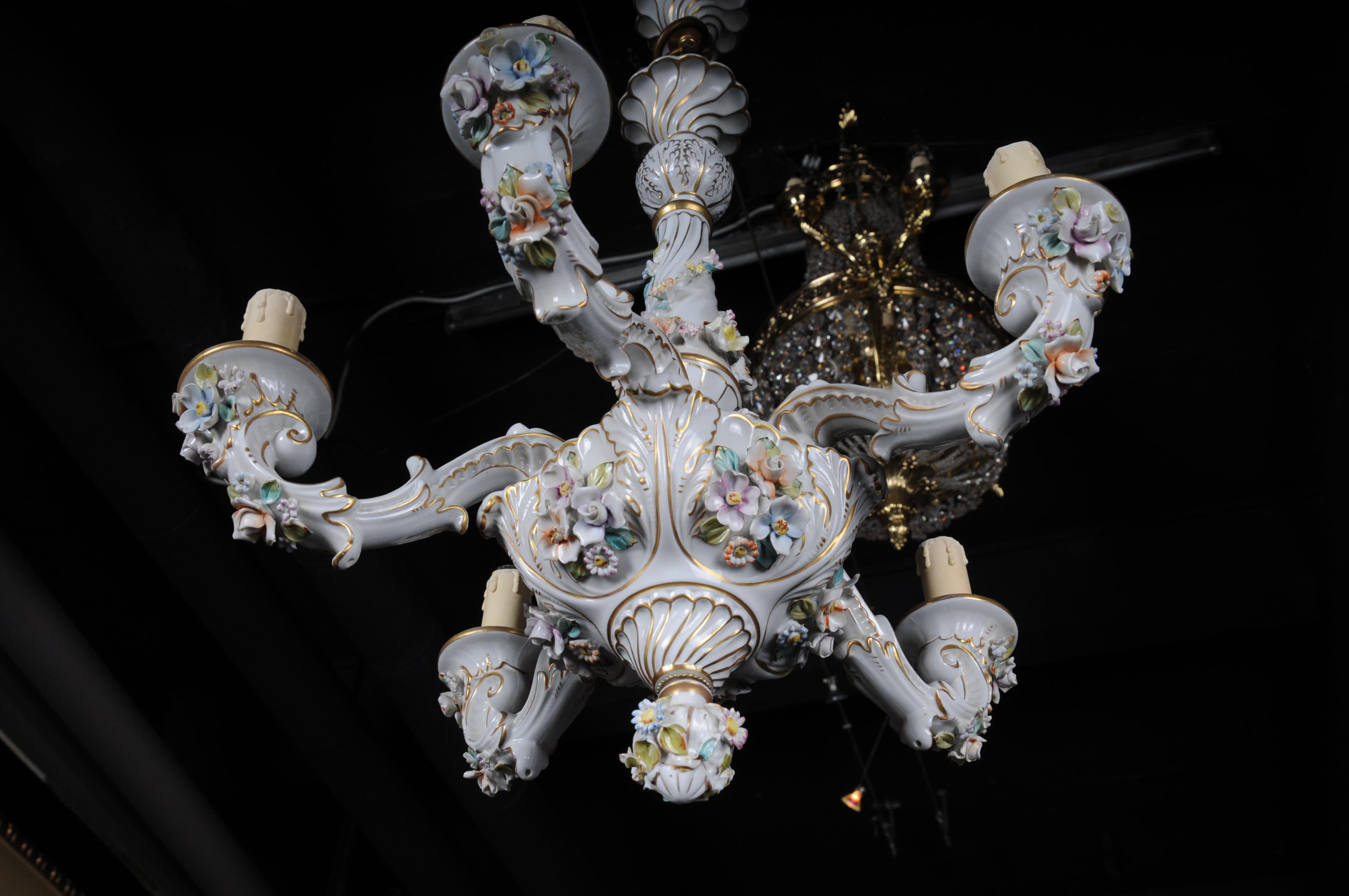 Baroque Porcelain Chandelier/Candelabra, Germany For Sale 8